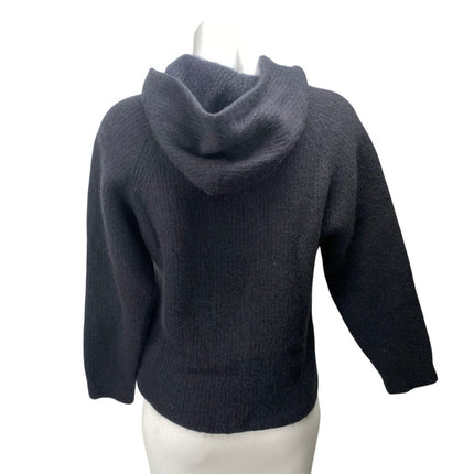 James Perse Women's Black 100% Cashmere Knit Hoodie Hooded Sweater Top Size 3