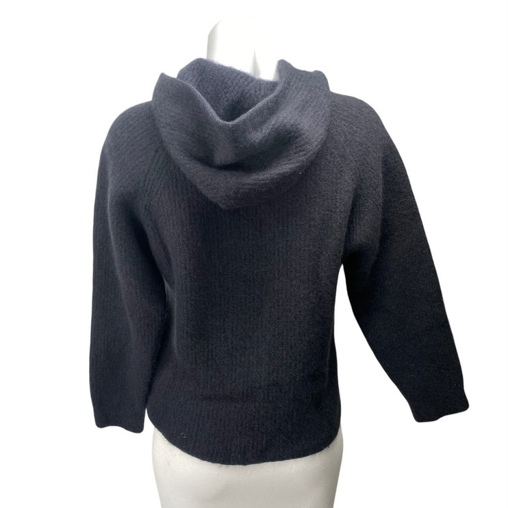 James Perse Women's Black 100% Cashmere Knit Hoodie Hooded Sweater Top Size 3