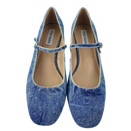 Steve Madden Hawke Blue Denim Block Heel Almond Toe Mary Jane Pumps Shoes Sz 10M