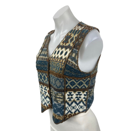 New York Style Multicolor Knit Argyle Geometric Sleeveless Sweater Vest Top Sz M