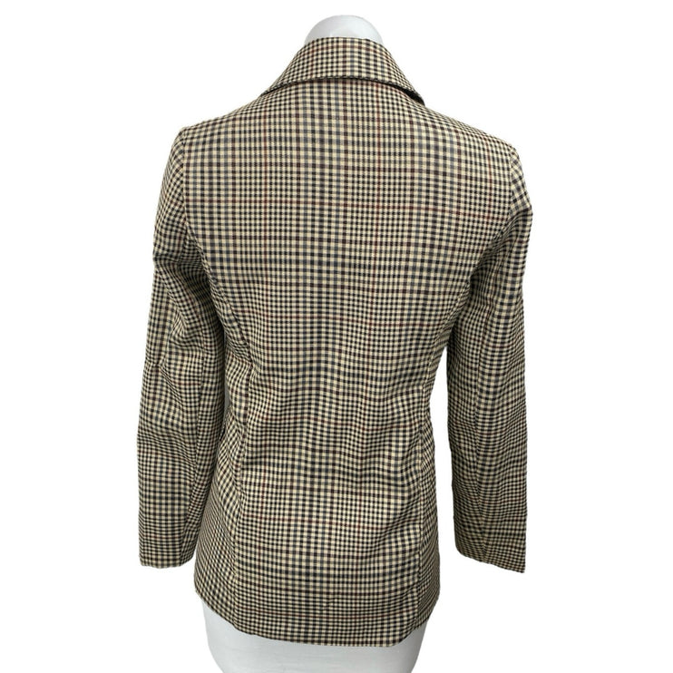 Princess Polly Mrs Nancy Beige Houndstooth Double Breasted Blazer Coat jacket 6