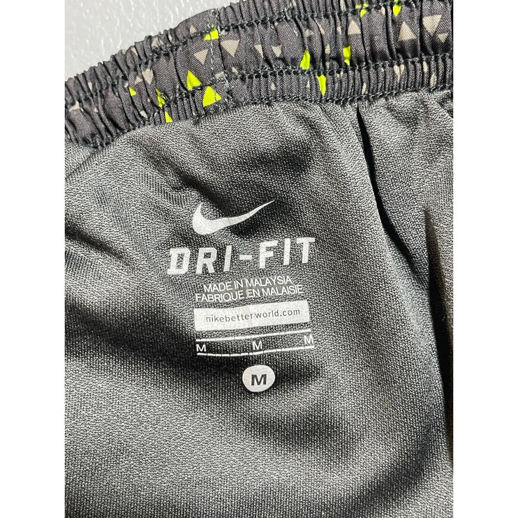 Nike Tempo Dri Fit Women's Black Green Geometric Yoga Athletic Running Shorts M