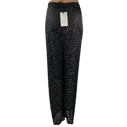 NEW Daisy Street Black Velvet Tiger Animal Print Straight Wide Trousers Pants 1X
