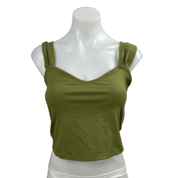 Abercrombie & Fitch Women's Green Sweetheart Neck Sleeveless Crop Tank Top Sz M