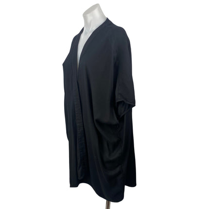 Azure Skies Women's Black V Neck Open Front Tunic Kaftan Blouse Top Size XXS/XS