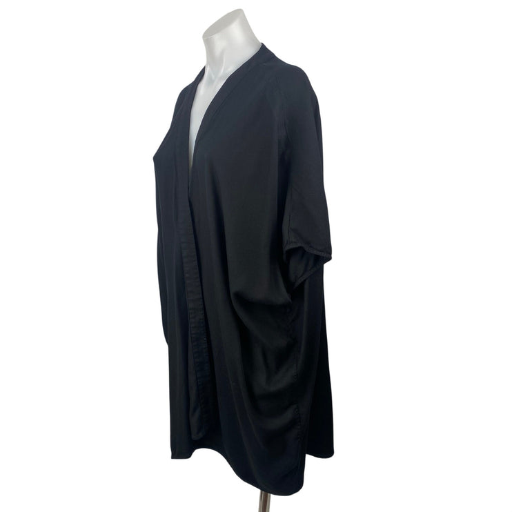 Azure Skies Women's Black V Neck Open Front Tunic Kaftan Blouse Top Size XXS/XS