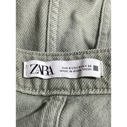 Zara Women's Green High Rise Mini Asymmetrical A-Line Wrap Denim Skort Skirt S