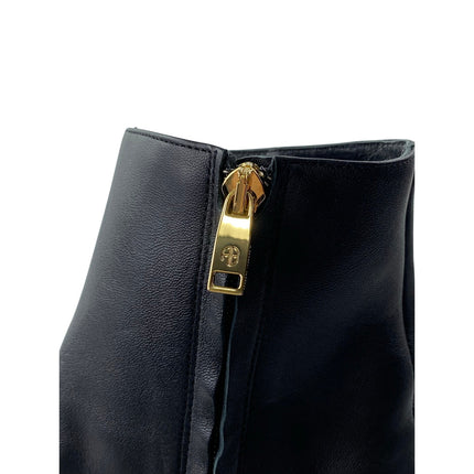 Anine Bing Zoe Women's Black Leather Buckle Pointed Toe Zip Up Ankle Boots 7.5