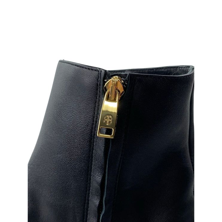 Anine Bing Zoe Women's Black Leather Buckle Pointed Toe Zip Up Ankle Boots 7.5