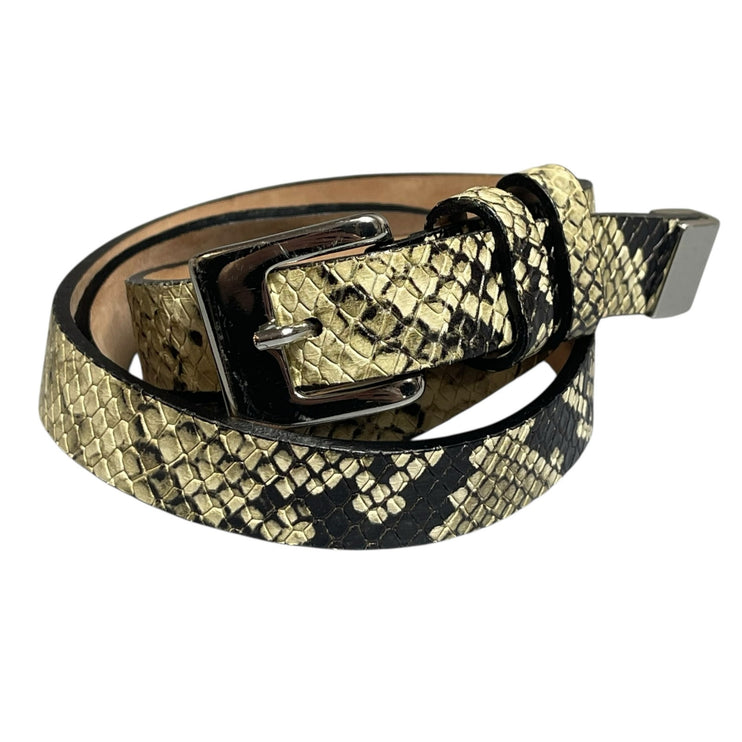 & Other Stories Women's Embossed Snakeskin Print Calf Leather Skinny Belt Sz XS