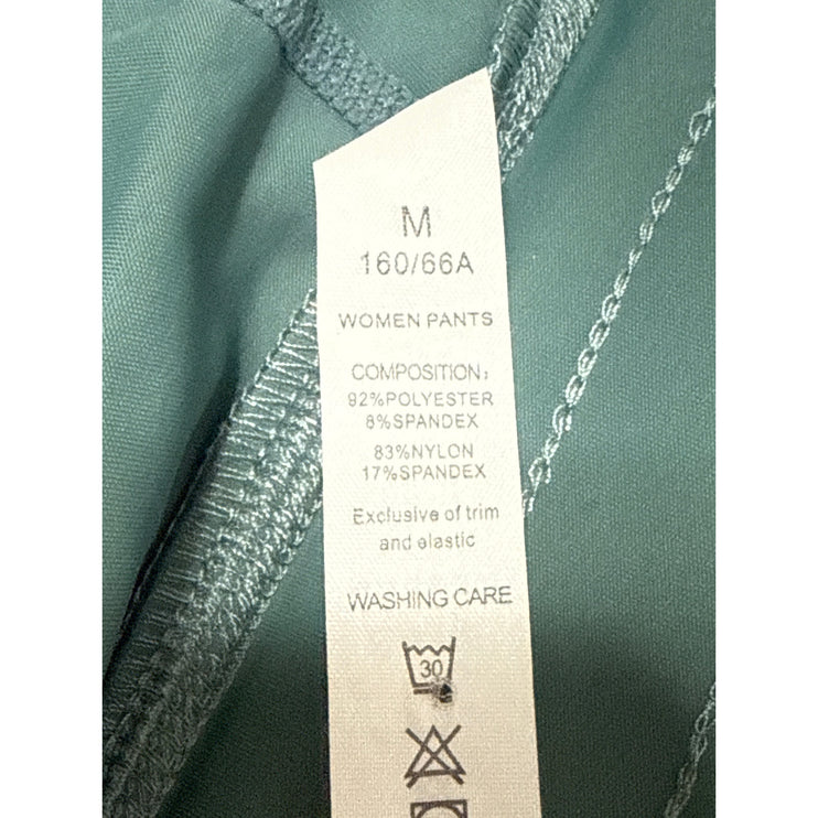 Women's Teal Blue Mesh Sheer Slit Pleated Tie Waist A Line Midi Skirt Size M