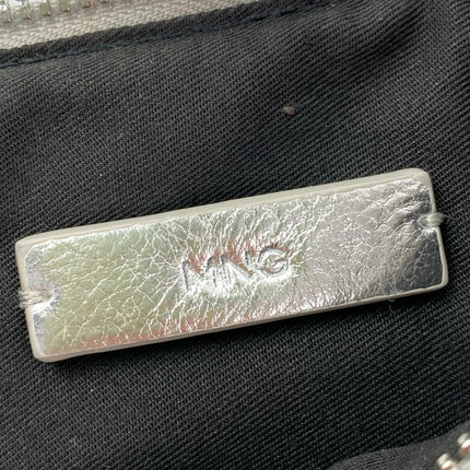 MNG Mango Metallic Silver Faux Leather Vegan Stitch Adjustable Shoulder Bag OS