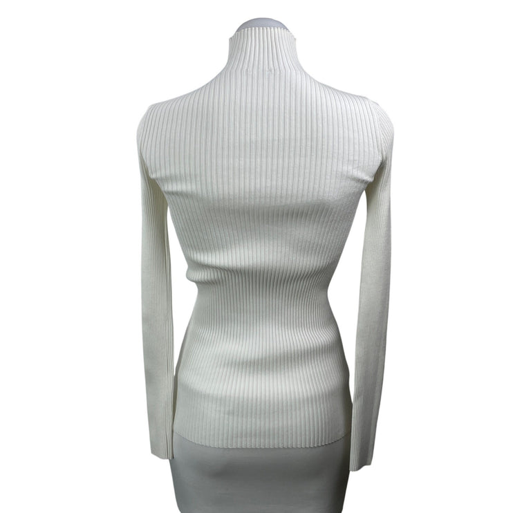Wolford Women's White Long Sleeves Ribbed Knit Turtleneck Pullover Sweater Top M