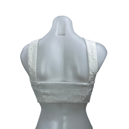 Zara Women's White Embroidered Bustier Cutout Smocked Sleeveless Crop Top Size S