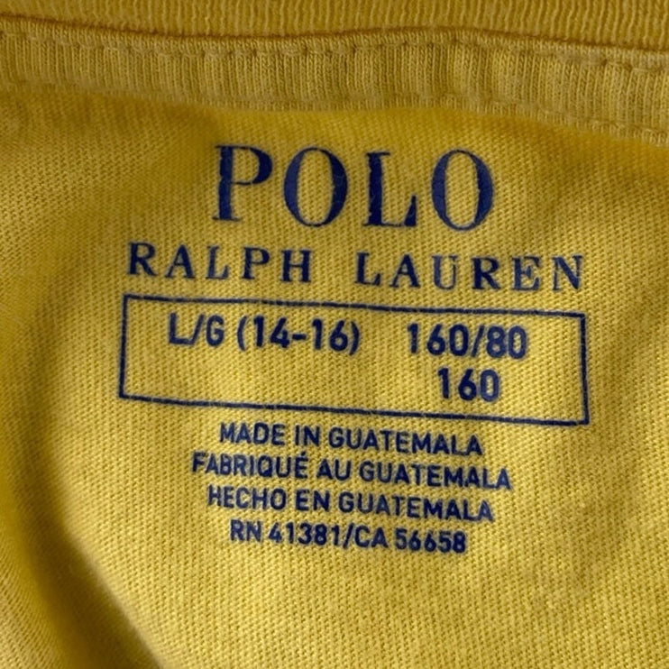 POLO Ralph Lauren Yellow Crewneck Short Sleeve Graphic Tee T-shirt Top L 14-16
