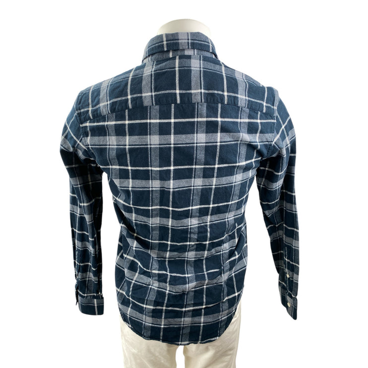 Club Monaco Men's Blue Slim Fit Long Sleeve Plaid Button Down Shirt Top Size S