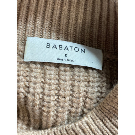 Aritzia Babaton 100% Wool Guell Women's Brown Ribbed Sweatshirt Sweater Top Sz S