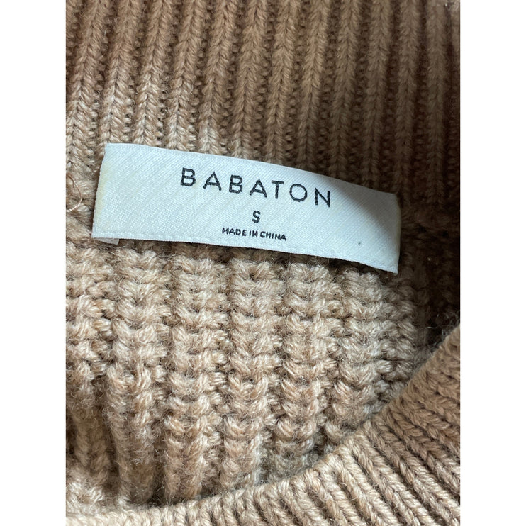 Aritzia Babaton 100% Wool Guell Women's Brown Ribbed Sweatshirt Sweater Top Sz S