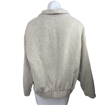 12th Tribe Women's White Wool Long Sleeve Zip Up Collared Outerwear Jacket Sz M