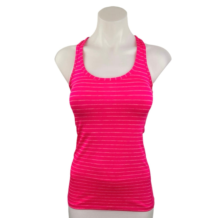 90 Degree Women's Pink Sleeveless Striped Scoop Neck Athletic Sports Tank Top XS