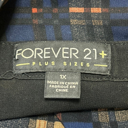 Forever 21 Women's Long Sleeve Plaid Sheer Mesh Button Up Shirt Top Size 1X