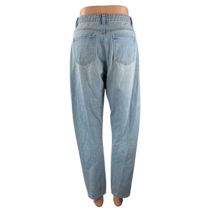 Riot Women's Blue Light Wash High Waisted Straight Tapered Denim Jeans Pants 6