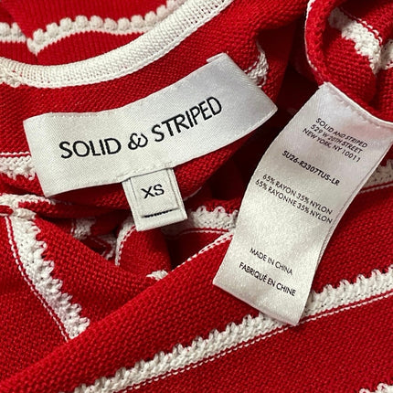 Solid & Striped The Lottie Red White Sleeveless Tuck Striped Knit Maxi Dress XS