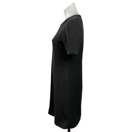 Zara Womens Black Faux Suede Crewneck Short Sleeve Mini Shift Sheat Dress Sz S