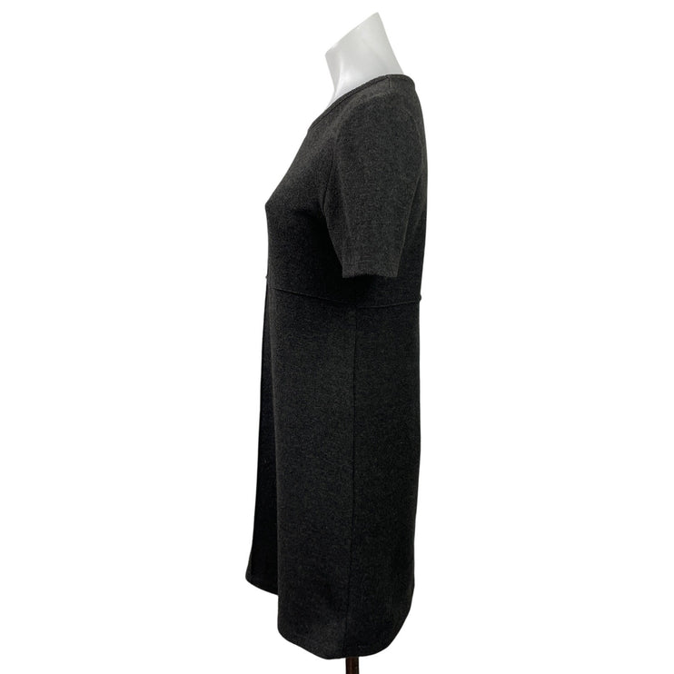 Zara Womens Black Faux Suede Crewneck Short Sleeve Mini Shift Sheat Dress Sz S