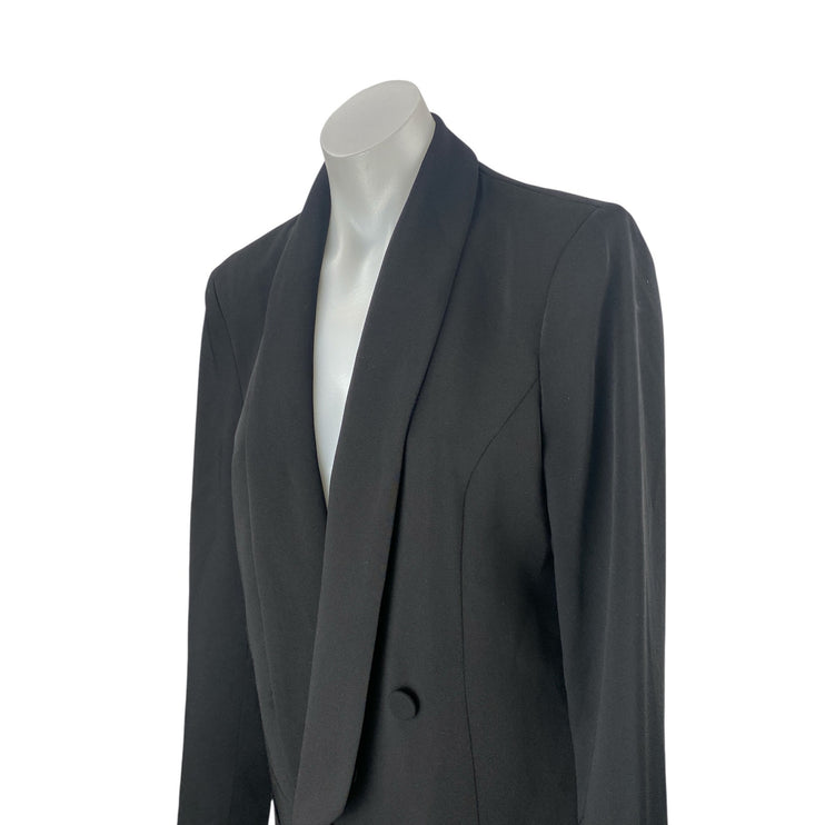 NEW River Island Black Tuxedo Mini Double Breasted Blazer Over Coat Dress Size 4
