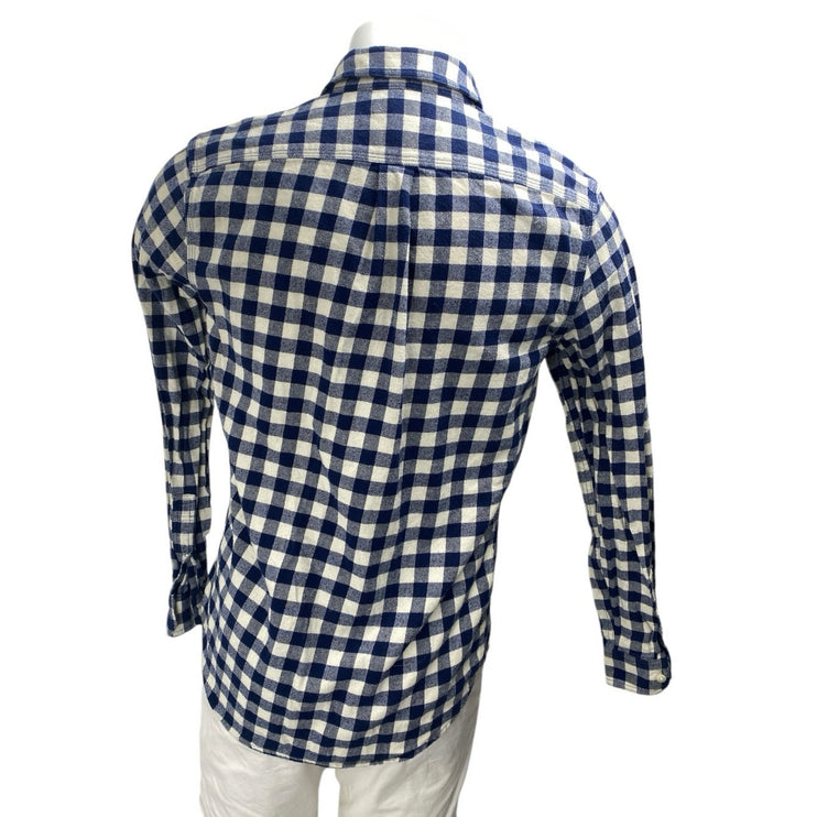 Gap Men's Blue White Gingham Check Long Sleeve Button Down Shirt Top Size S