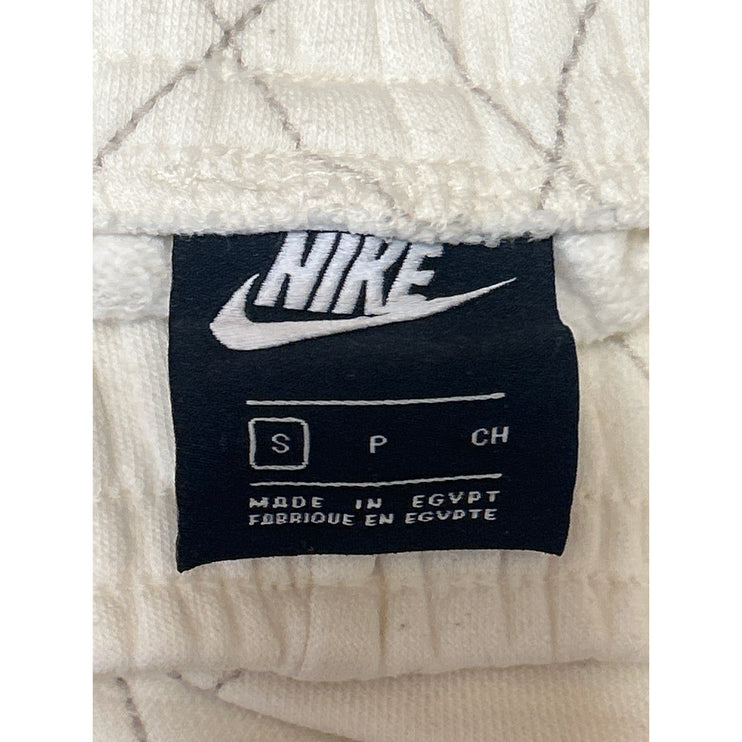 Nike Women's White Quilted Fleece Pull On High Waisted Mini Sweat Shorts Size S