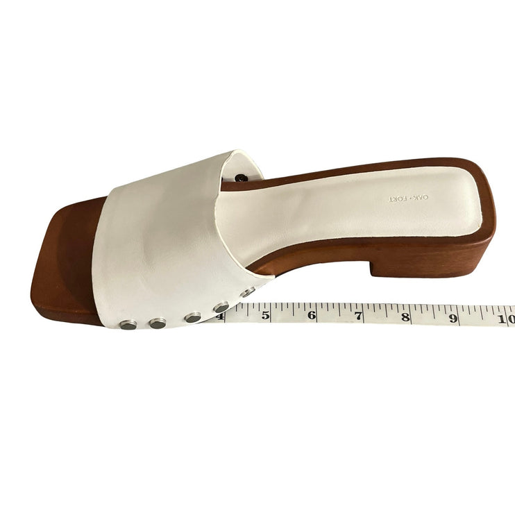 Oak + Fort Women's Wooden Sole Low Block Heel Square Toe Clog Slides 8 (9.5in)
