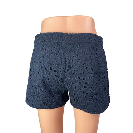 J.Crew Women's Navy Blue Floral Embroidered Mid Rise Straight Mini Shorts Size 2