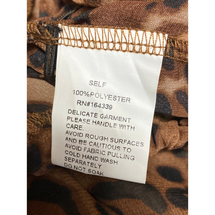 Sndys Women's Tan Brown Leopard Animal Print Ruffle Peplum Blouse Top Size 4