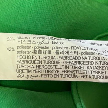 Zara Women's Green Silk Satin Collared Short Sleeve Button Down Shirt Top Size S