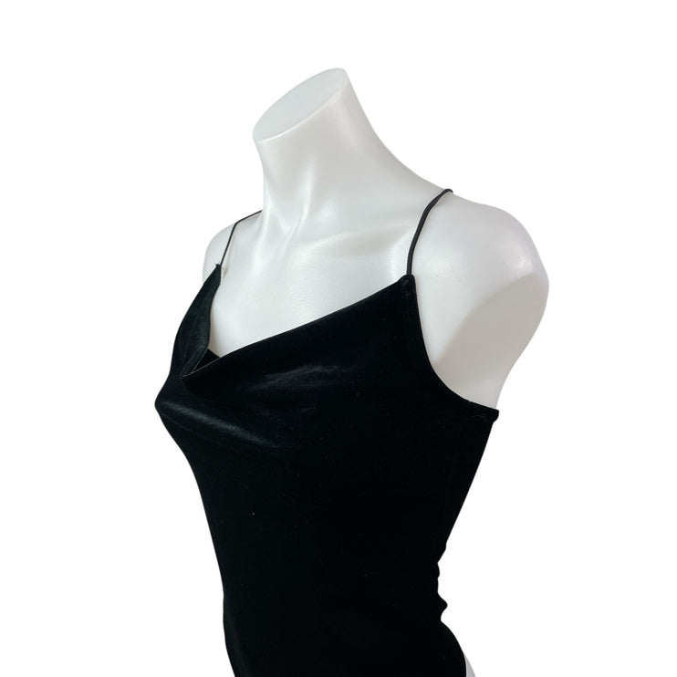Abercrombie & Fitch Drape Cowl Neck Black Velvet Velour Cami Tank Bodysuit Top S