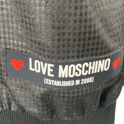 Love Moschino Black Faux Vegan Leather Long Sleeve Hooded Hoodie Sweatshirt 4