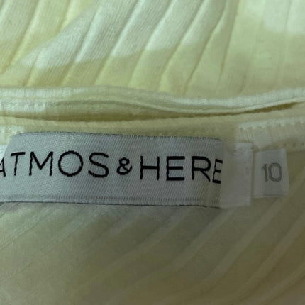 Atmos & Here Women's White Rib Knit Sleeveless Cami Camisole Crop Tank Top Sz 10