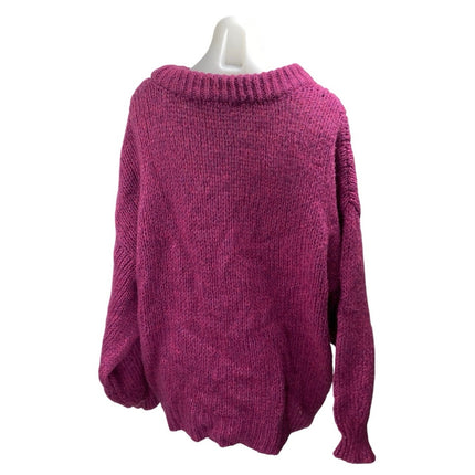 Zara Women's Pink Long Sleeve Boat Neck Ribbed Knit Loose Sweater Top Size L