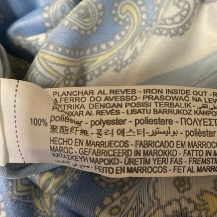 Zara Blue Floral Paisley Sleeveless Scarf Asymmetric High Neck Tank Blouse Top S