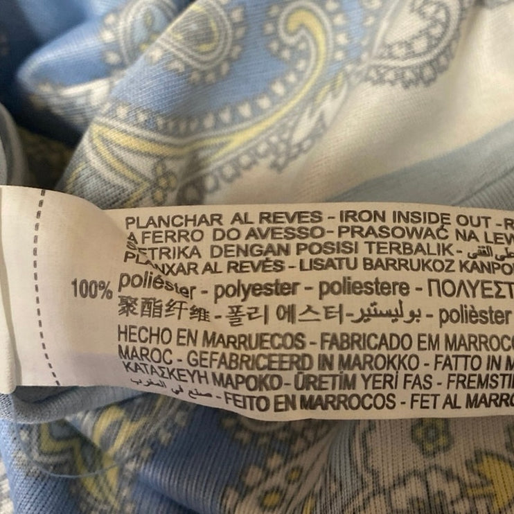 Zara Blue Floral Paisley Sleeveless Scarf Asymmetric High Neck Tank Blouse Top S