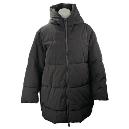 Zara Women's Black Full Zip Long Sleeve Hooded Winter Puffer Coat Jacket Size XS