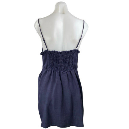 Aqua Women's Navy Blue Sleeveless V Neck Button Tank Cami Mini Wrap Dress Size M