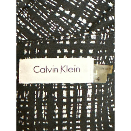 Calvin Klein Black Square Neck Short Cap Sleeve Knee Length Sheath Dress Size 4