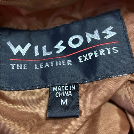 Wilsons Tan Brown 100% Leather Sleeveless Cowgirl Button Up Vest Jacket Size M