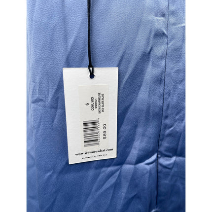 NEW WeWoreWhat Blue Satin Sleeveless Cowl Neck Cami Camisole Tank Slip Dress XL