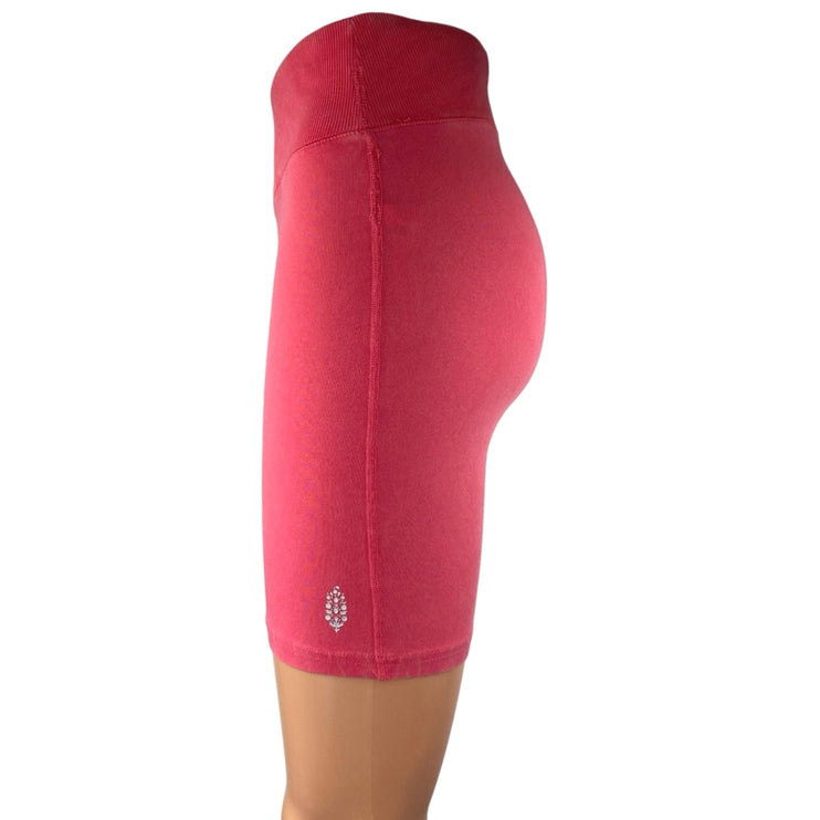 Free People Pink High Waisted Tight Yoga Workout Athletic Biker Shorts Size S