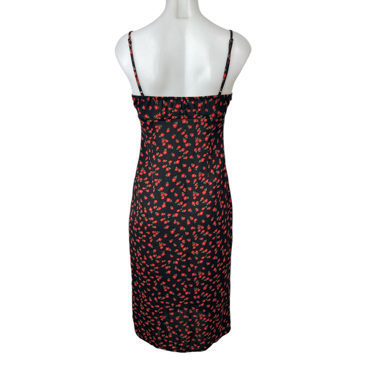 Princess Polly Black Floral Sleeveless Midi Cami Camisole Tank Bodycon Dress 4