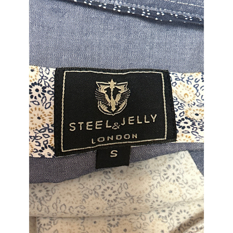 Steel & Jelly Men's White Floral Long Sleeve Button Up Dress Shirt Top Size S